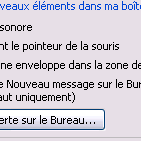 boite dialogue - Outlook - options avancées messagerie - gérer les mails -interruptions