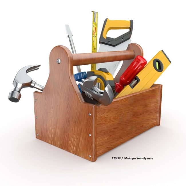 11510921 – toolbox with tools. skrewdriver, hammer, handsaw and wrench. 3d