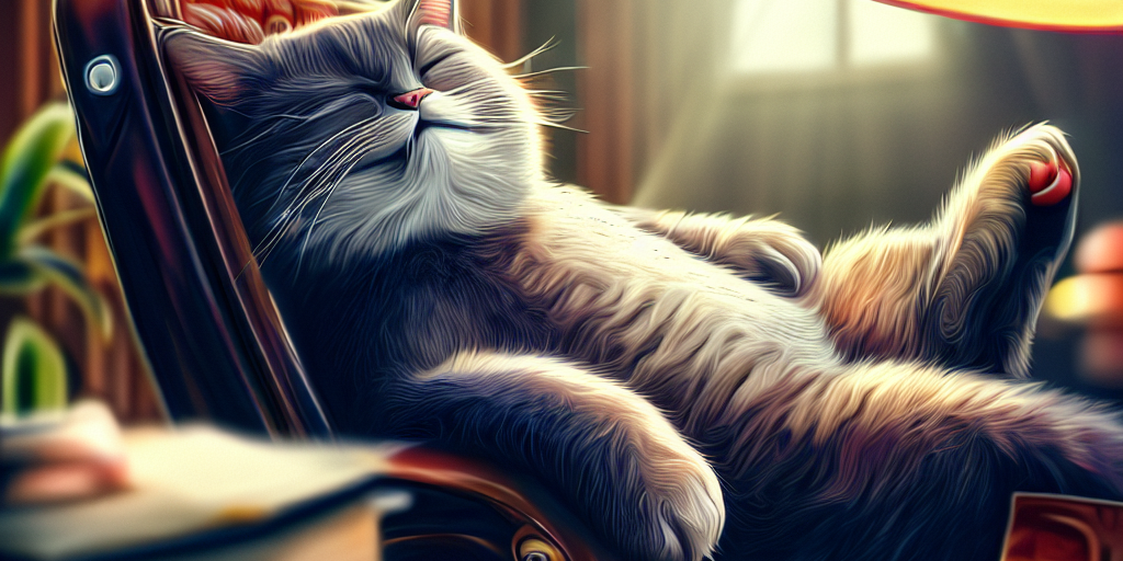 chat relax dans son bureau